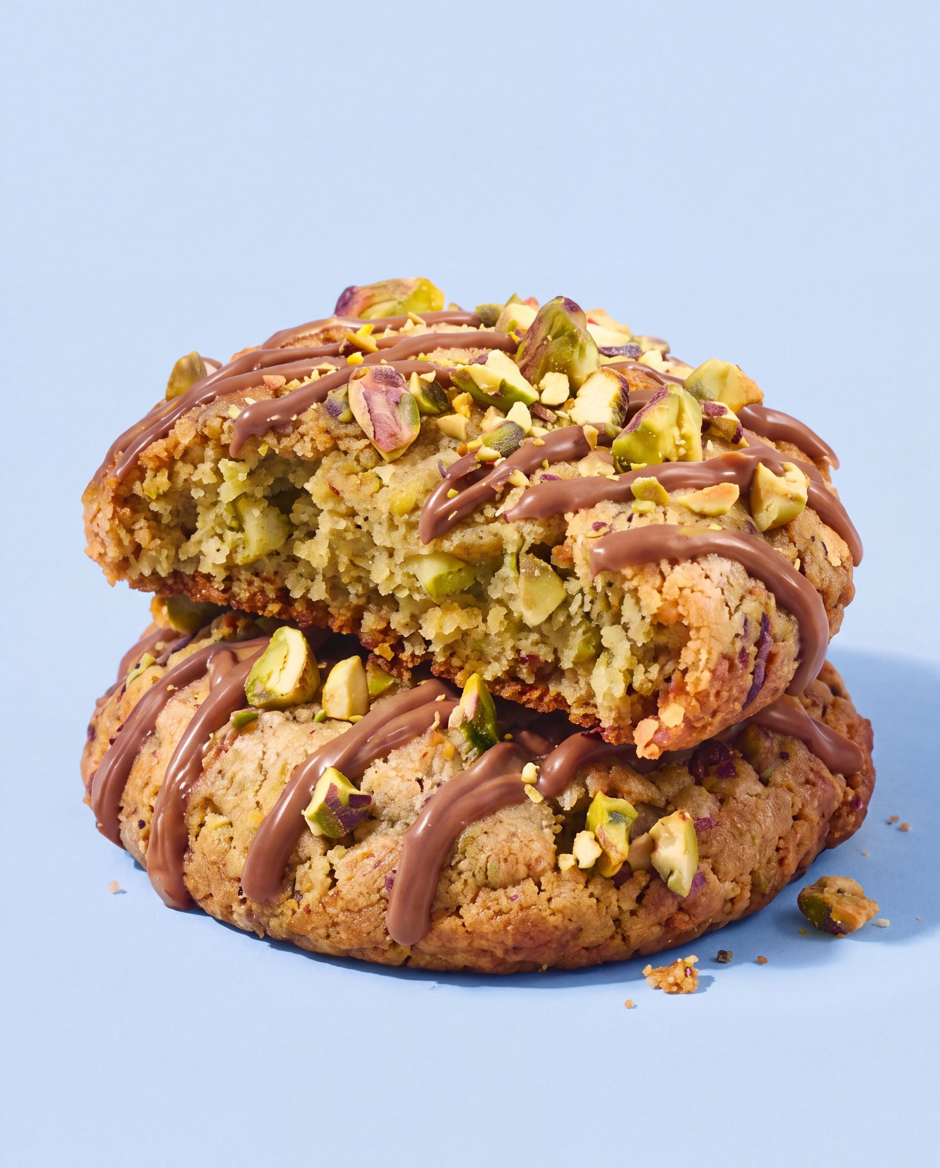 NOYS Pistazien-Cookie auf hellblauem Grund
